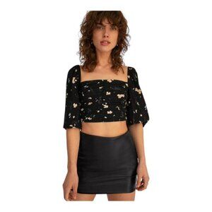 ARITZIA Wilfred Women's Black Oracle Vegan Faux Leather Mini Skirt US 8